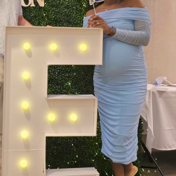 Elegant Blue Ruched Dress - Picture 1 of 5